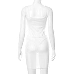 LW -X21DS205 Low MOQ See Through Dress Transparent Hollow Out Mesh Dress