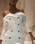 Design White Dress Ins Hot Selling Sexy Off-Shoulder Dress Ladies Formal Dress