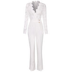 Best Selling Women v Neck Sexy Mesh White Lace Jumpsuit Fall Jumpsuits for Women