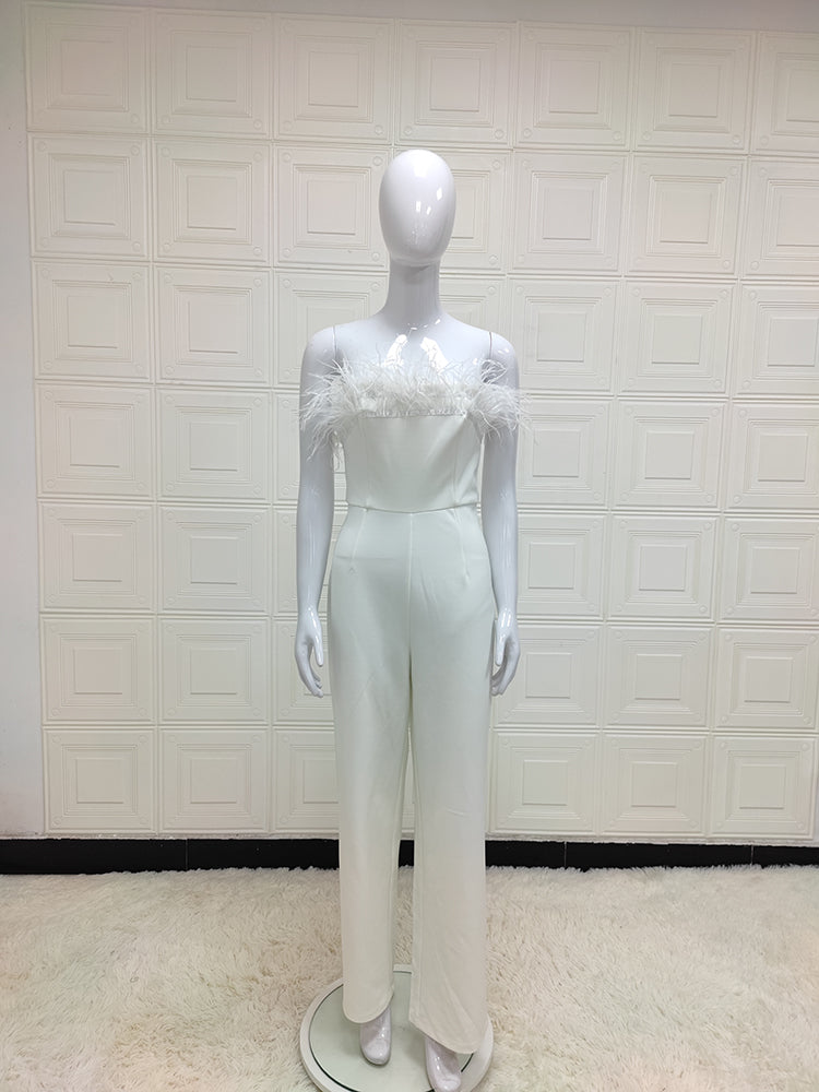 Autumn Satin Women'S Clothing White Jumpsuit Women Custom