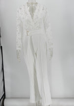 Best Selling Women v Neck Sexy Mesh White Lace Jumpsuit Fall Jumpsuits for Women