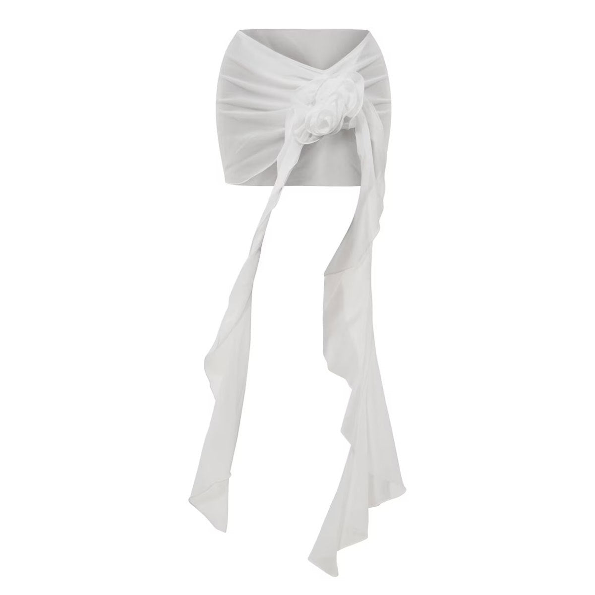 Solid Color Hollow Out One Piece Swimsuit Short Skirt Two-piece Set For Women