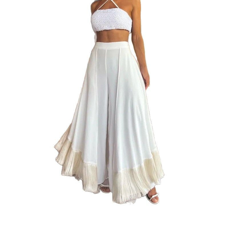 Individual Casual Flared Tassel Pants For Women