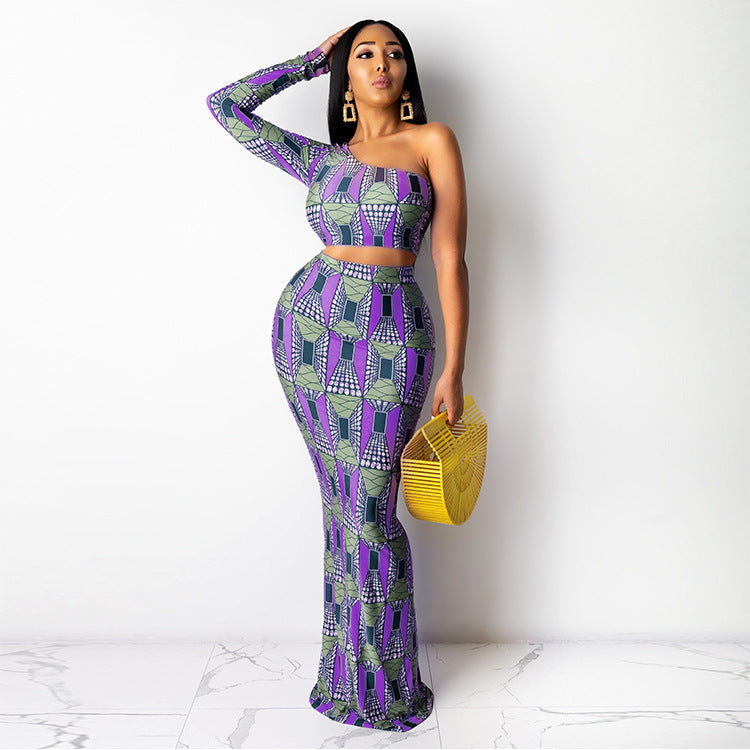 Sexy And Distinctive Printed Long Skirt Set For Women