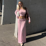 Off-shoulder Top Mid-length Dress Set Women