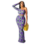 Sexy And Distinctive Printed Long Skirt Set For Women