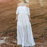 Fashion Off-shoulder Lace Embroidery Dress Women