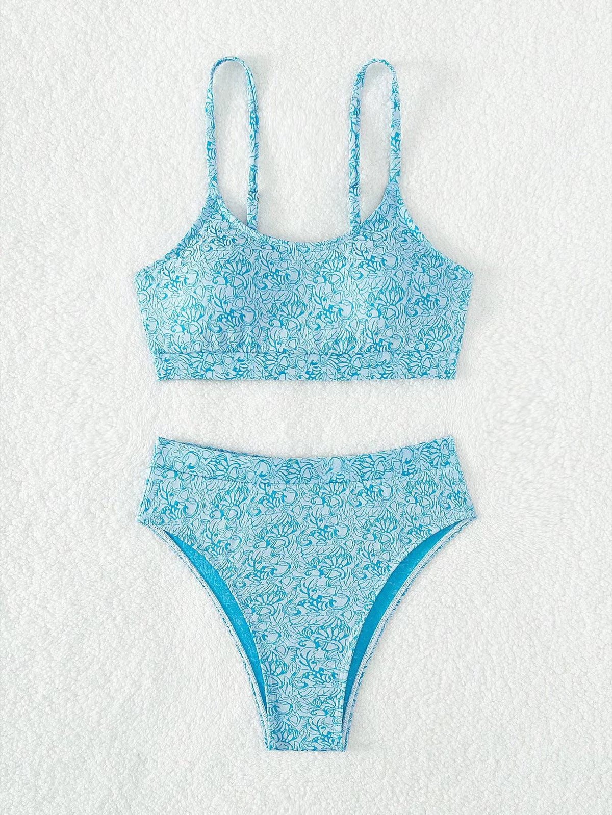 Women's Fashion Simple High Waist Split Tube Top Bikini Swimsuit