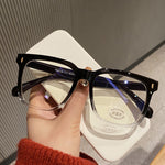 Retro Black Frame Matte Big Rim Round Face Slimming Optical Glasses Anti-blue Light Female