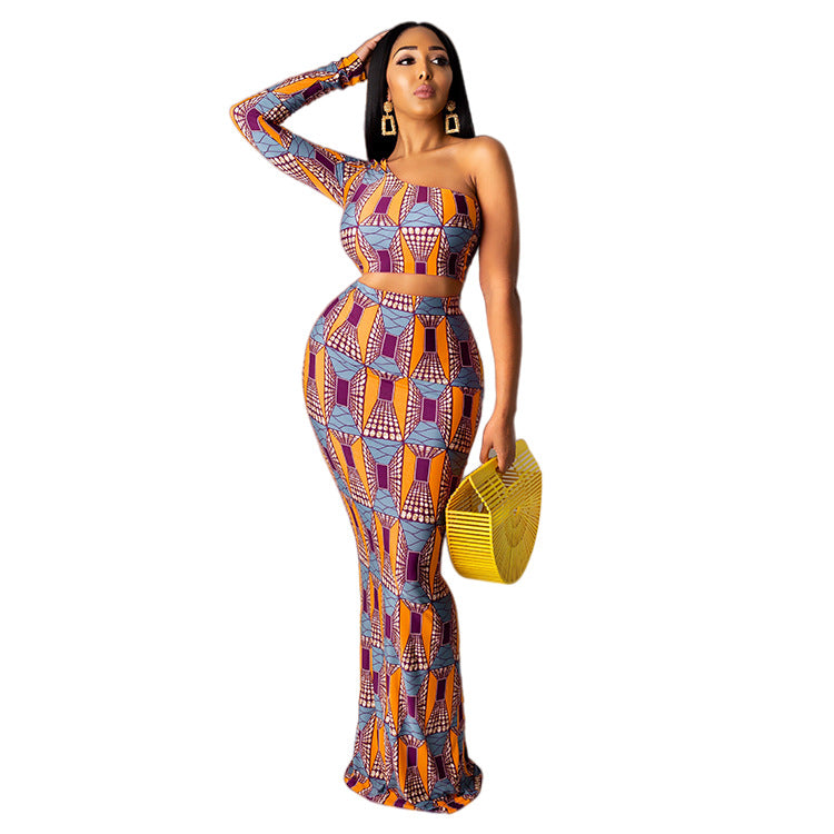 Sexy And Distinctive Printed Long Skirt Set For Women