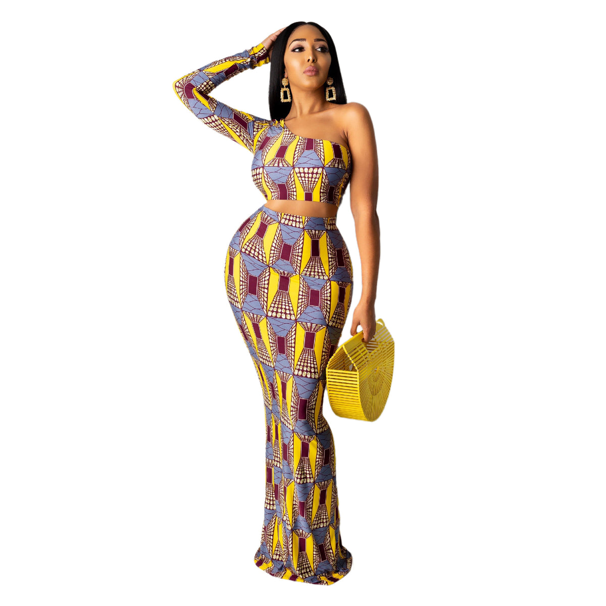 Sexy And Distinctive Printed Long Skirt Set For Women