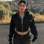 Women's Fashion Cardigan Zipper Hooded Long Sleeve