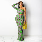 Sexy And Distinctive Printed Long Skirt Set For Women