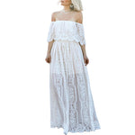 Fashion Off-shoulder Lace Embroidery Dress Women