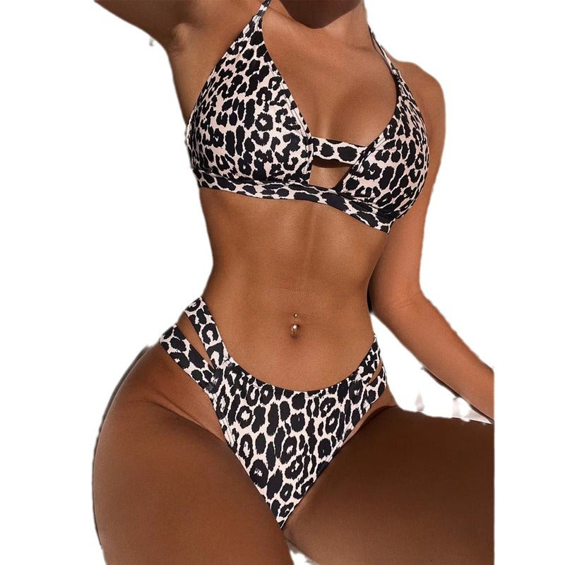 Bikini Split Sexy High Waist Leopard-print Swimsuit