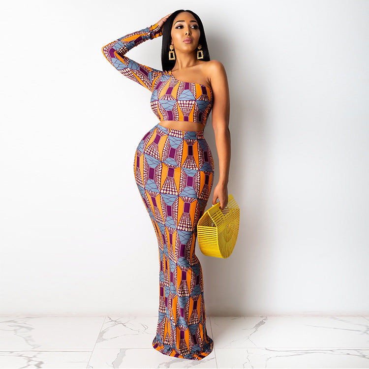 Sexy And Distinctive Printed Long Skirt Set For Women