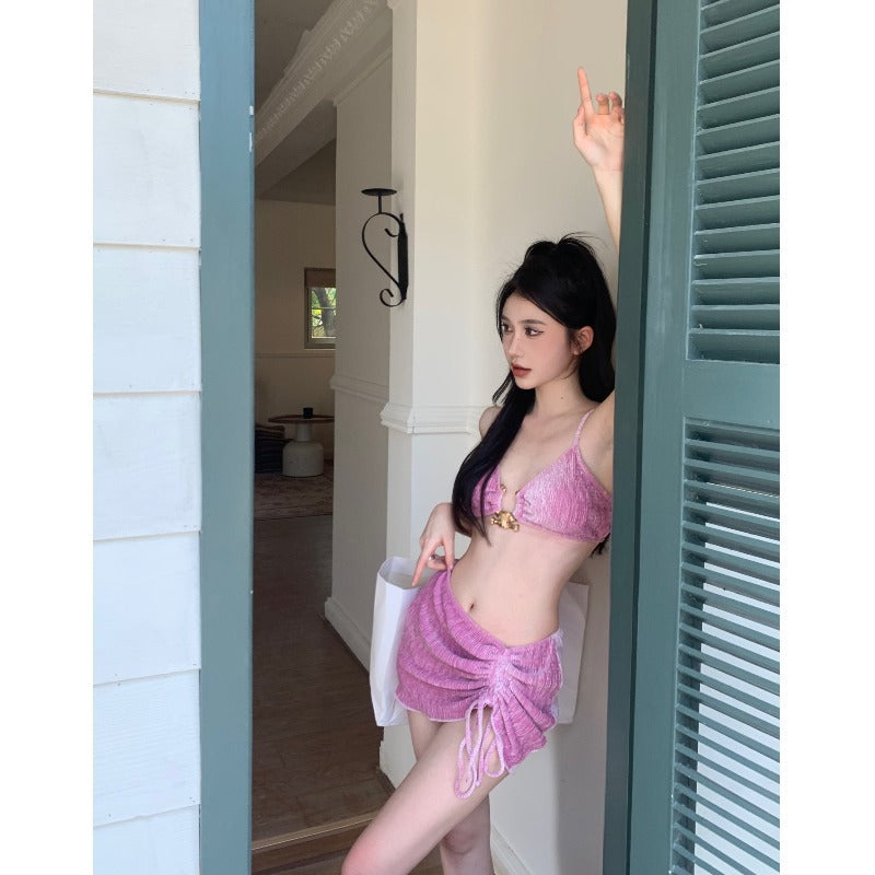 Women's French Velvet Bikini Split Swimsuit