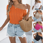 Women's Fashionable Short-sleeved Sweater Short Navel Top