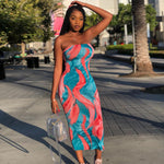 Colorful Tie-Dye Off-Shoulder Wrap Dress