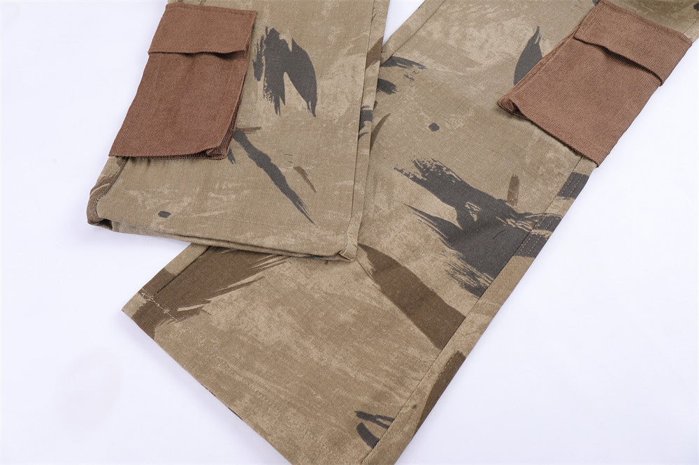 Straight Leg Pants Loose Big Pocket Casual Trousers