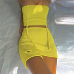 Women's Fashion Wrap Chest Vest Package Hip Skirt Set