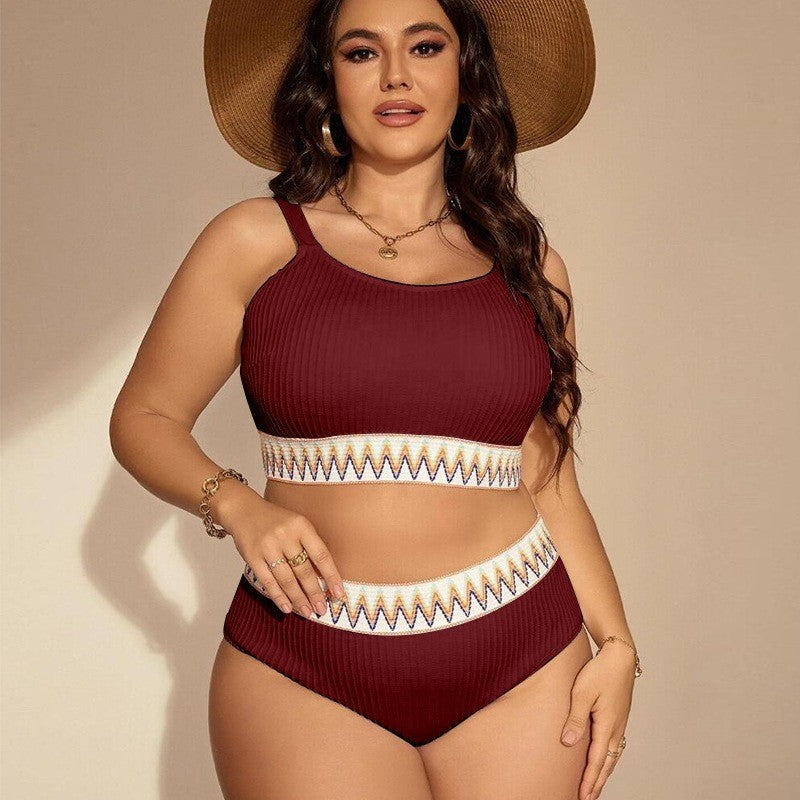 Plus Size High Waist Split Bikini Women's Swimsuit