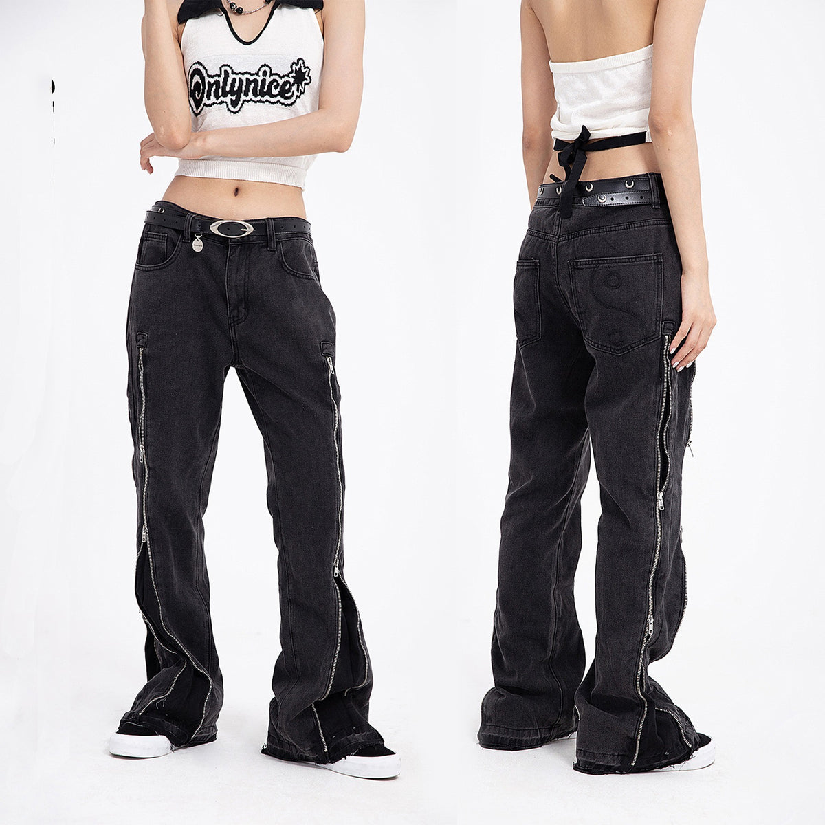 Street Wear With Variable Pants-type Lengthened Zipper