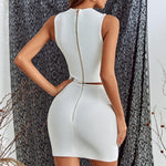 Women's Fashion Cutout Short Top Skirt Two Piece Set