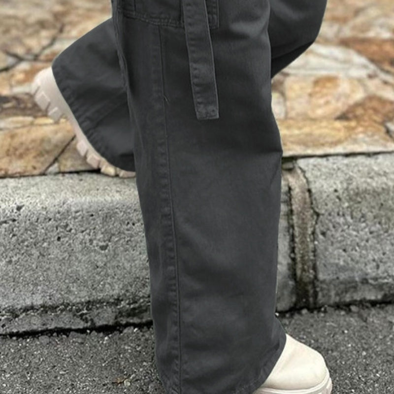 Women's Casual Patch Pocket Straight-leg Overalls