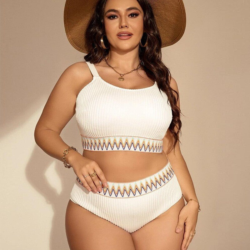 Plus Size High Waist Split Bikini Women's Swimsuit