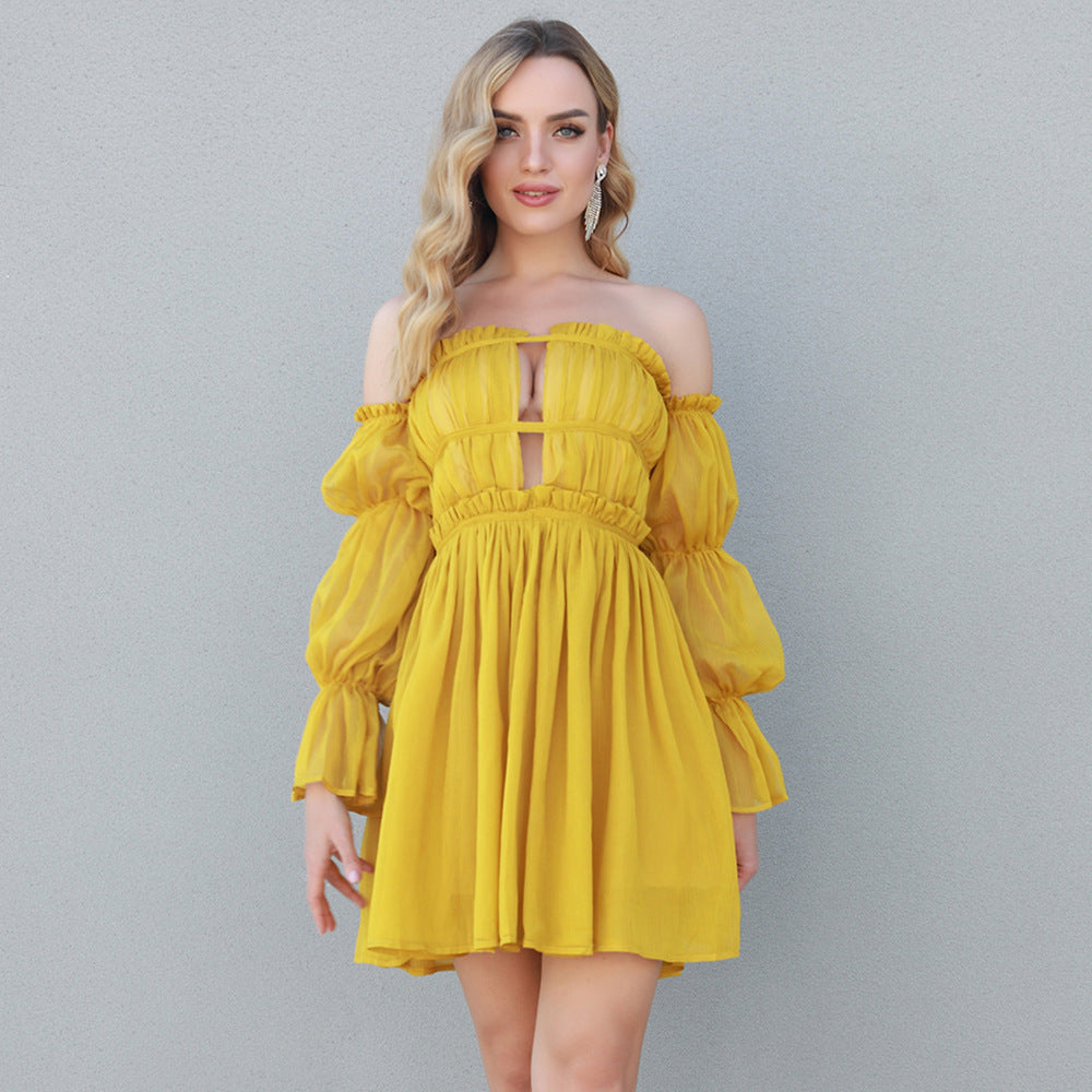 Off-shoulder Tube Top High Waist Dress Women
