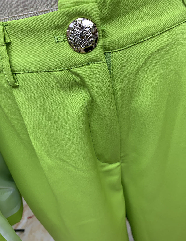 Lady Temperament Casual Small Suit Wide Leg Pants Suit