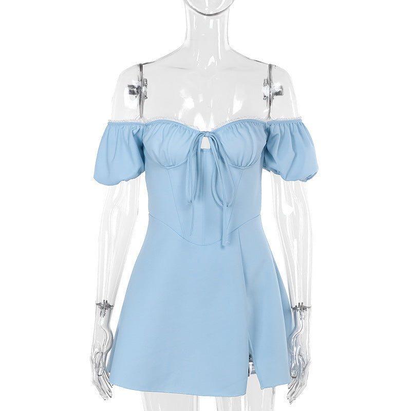 Fashion Hip Off-shoulder Split Dress Women