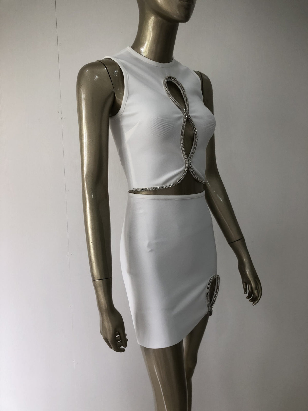 Women's Fashion Cutout Short Top Skirt Two Piece Set