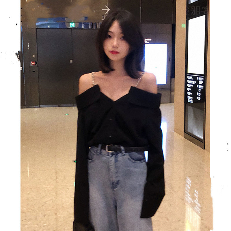Lazy Style Off-shoulder Sling One-shoulder Blouse Women
