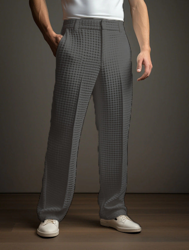 Casual Versatile Business Straight Men's Fashion Waffle Suit Pants