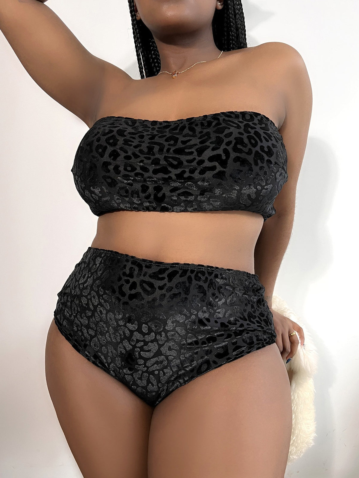 Plus Size Women's High Waist Split Bikini Swimsuit
