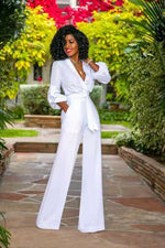 V-neck Long Sleeve Lace-up One-piece Women