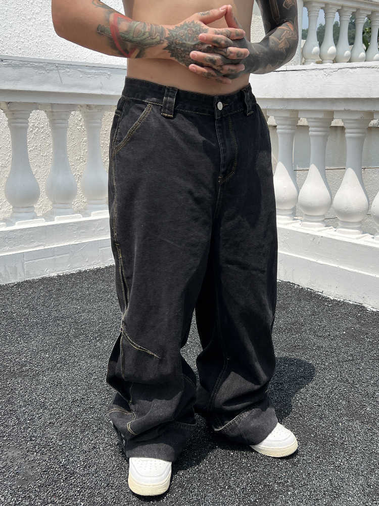 Solid Color Casual Jeans Retro Straight-leg Pants