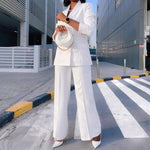 Lady Temperament Casual Small Suit Wide Leg Pants Suit