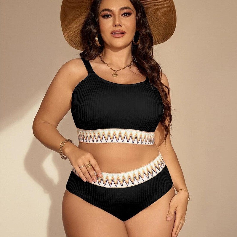 Plus Size High Waist Split Bikini Women's Swimsuit