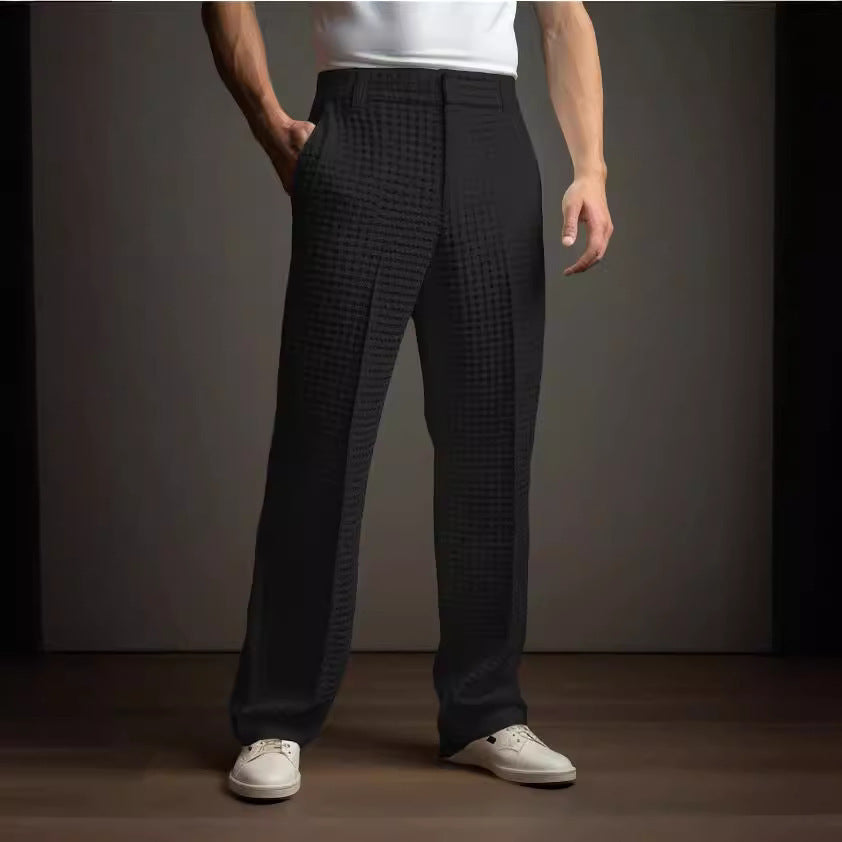 Casual Versatile Business Straight Men's Fashion Waffle Suit Pants