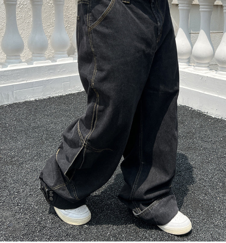 Solid Color Casual Jeans Retro Straight-leg Pants