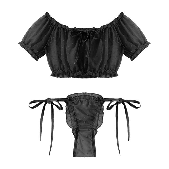 Off Shoulder Ruffled Top Two-piece Set