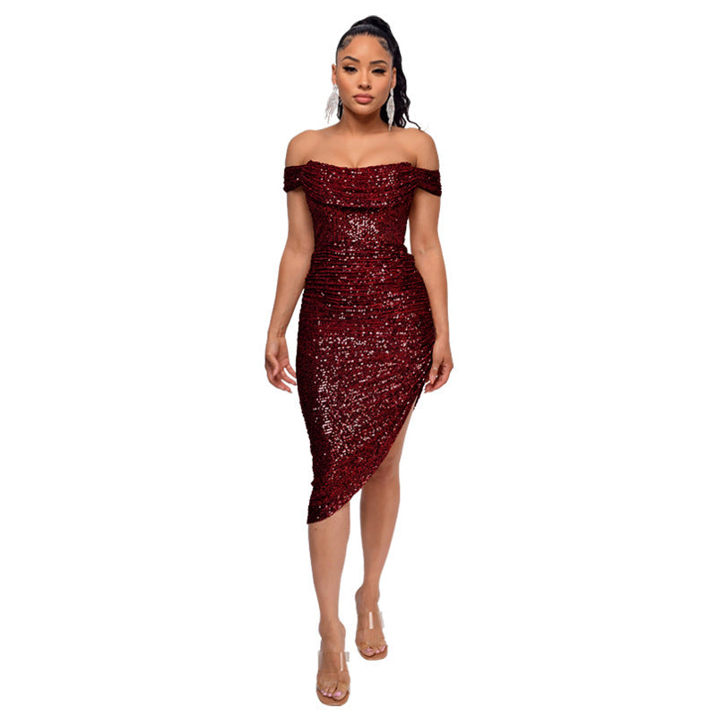 Women's Summer Off-shoulder French Waist Dress