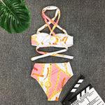 Swimsuit Sexy Big Breasts Cross Strap High Waist Split Bikini