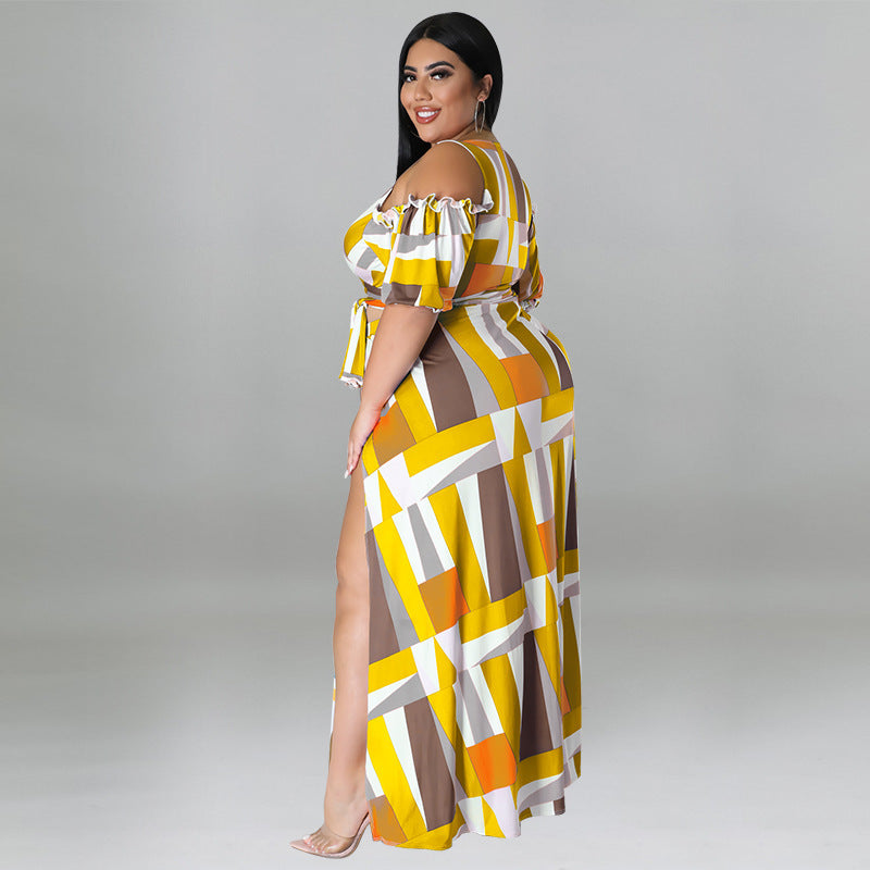 Off Shoulder V Neck Fashion Two Piece Set