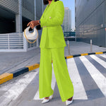 Lady Temperament Casual Small Suit Wide Leg Pants Suit