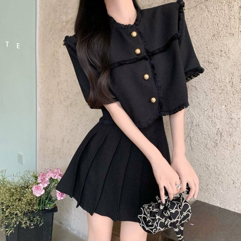 Fringe Cropped Top Fashion Skirt Two Piece Set