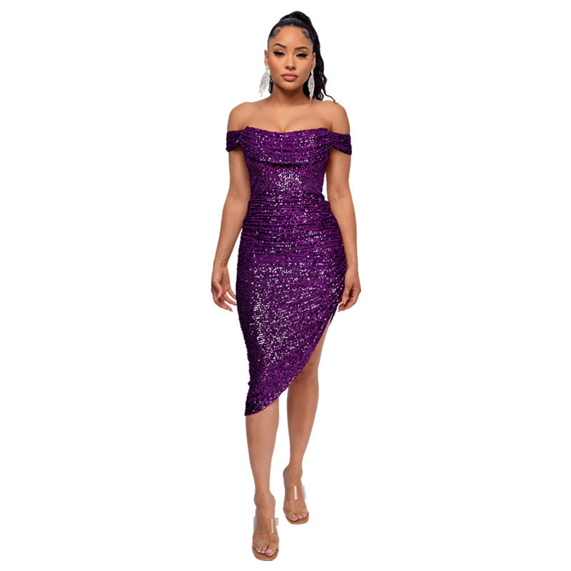 Women's Summer Off-shoulder French Waist Dress